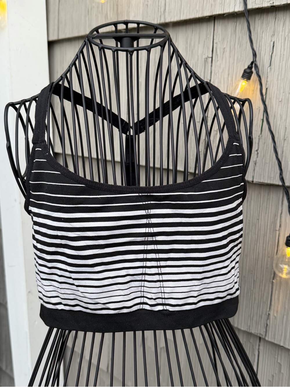 Black & White Striped Cropped Tank Top